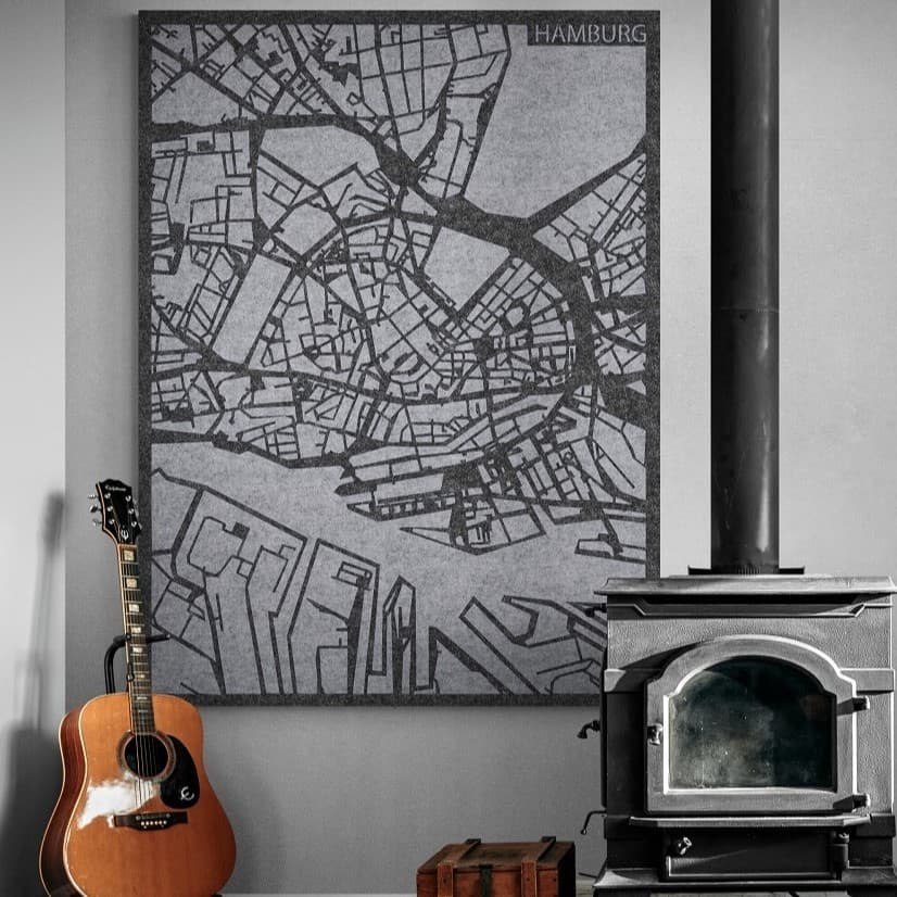 PET-vilt 9 mm - City Map - Mock up room